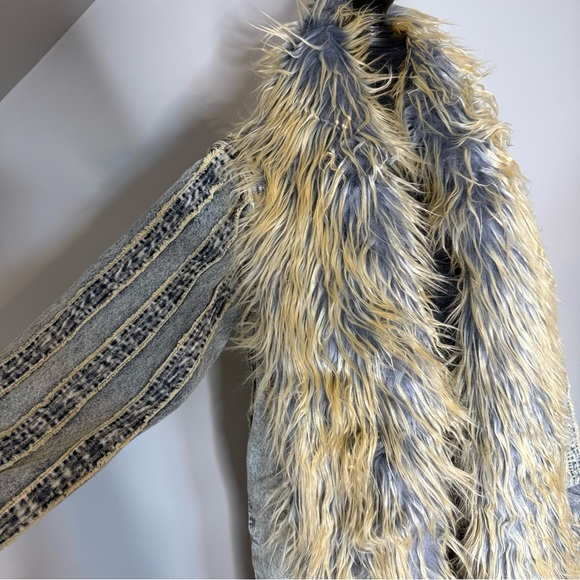 FASHION NOVA New Love Me Not Washed Denim Trench Penny Lane Afghan Coat Large - Picture 5 of 13